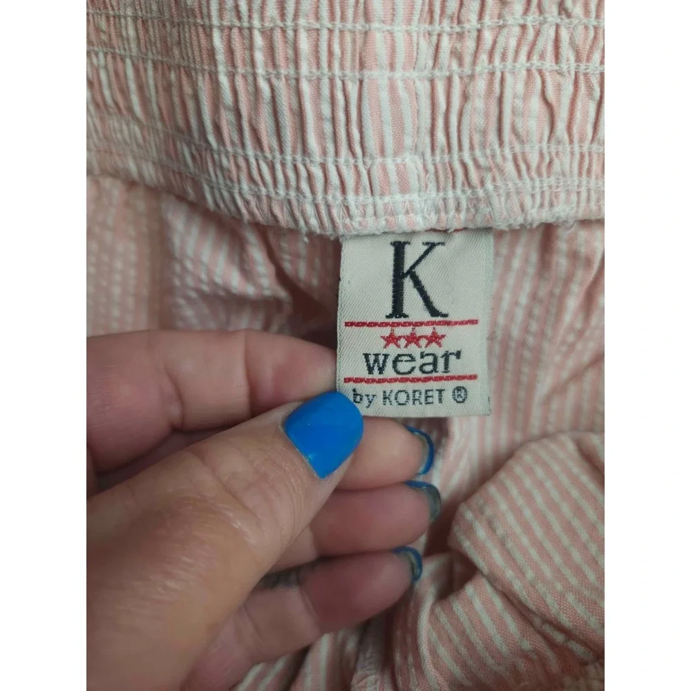 K wear by Koret Floral Embroidered Pajama Set Womens Small Pink Striped Woven